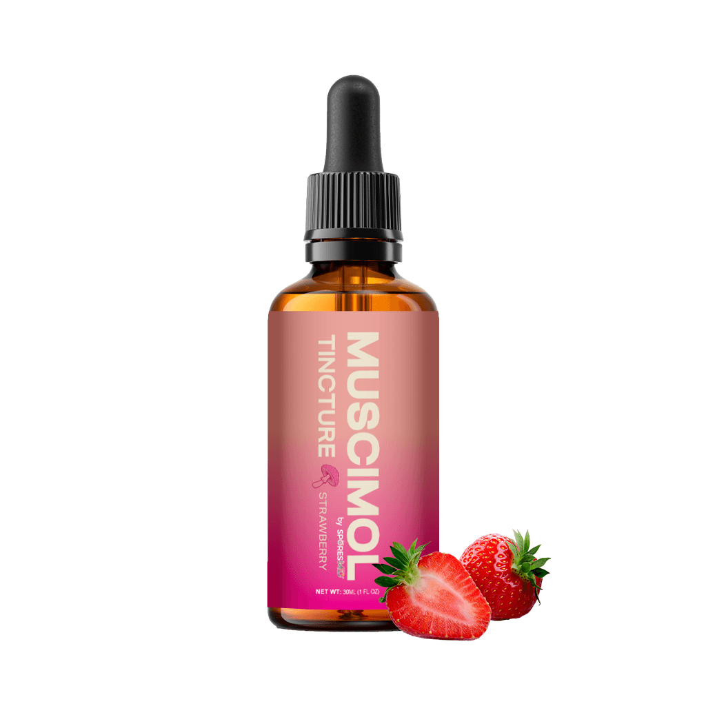 SMD_MUSCIMOL_STRAWBERRY BOTTLE_MAIN_2 SporesMD Muscimol Tincture Bottle - Strawberry