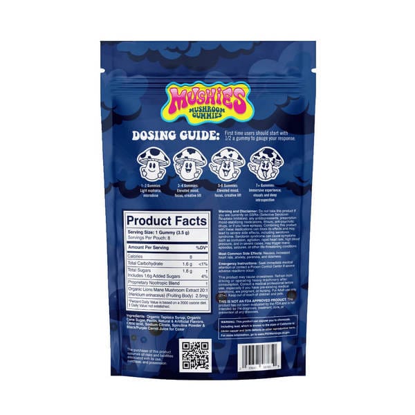 Mushies Mushroom Gummies - 8ct - Blue Raspberry back