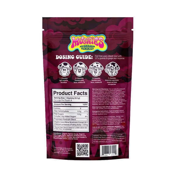Mushies Mushroom Gummies - 8ct - Mixed Berry back