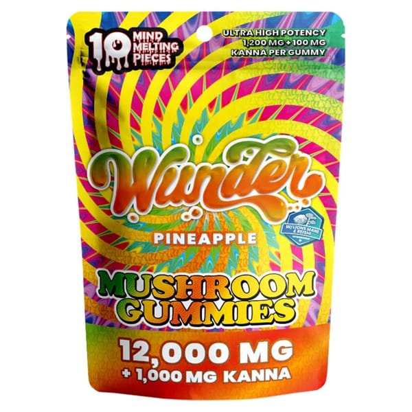 Wunder High Potency Mushroom Gummies - 10ct - Pineapple