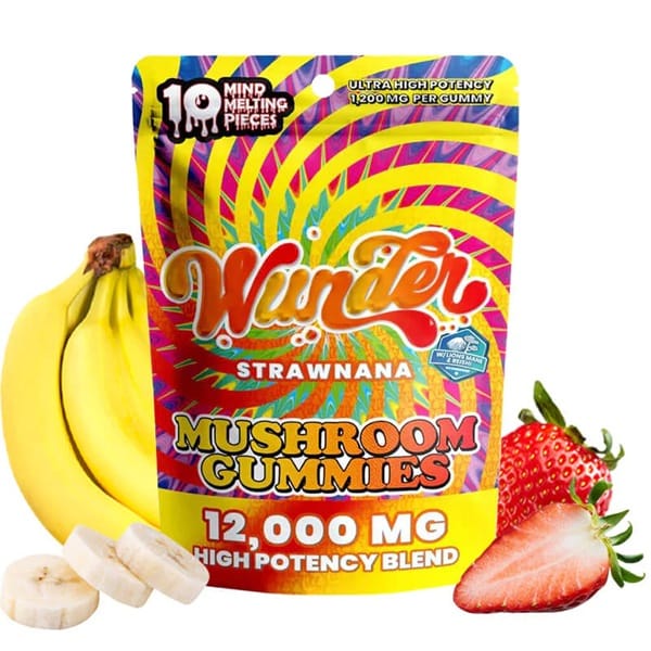 Wunder-mushroom-gummies-strawnana Wunder High Potency Mushroom Gummies - 10ct - Strawnana