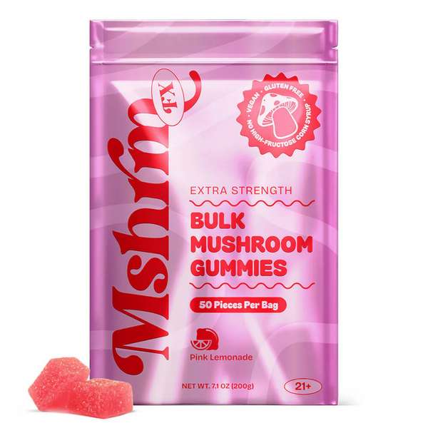 ushroomFX Bulk Mushroom Gummies - 50 Count - Pink Lemonade