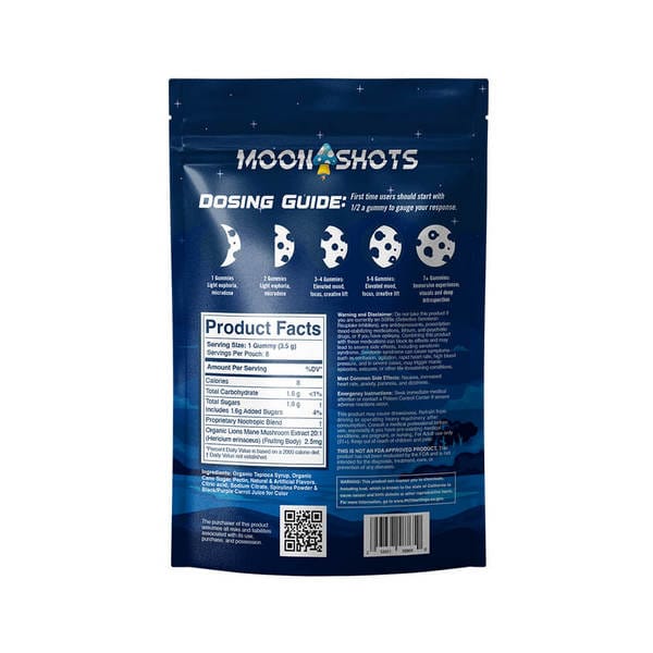 Moonshots Mushroom Gummies - 10 Count - Blue Raspberry back