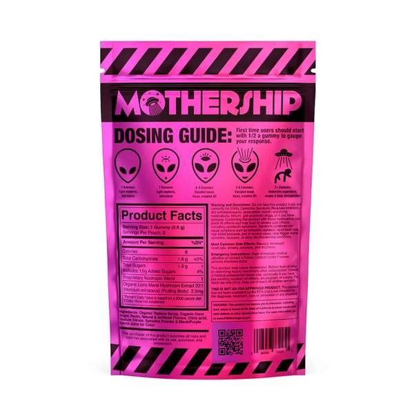 Mothership Mushroom Gummies - 8 Counts - Pink Lemonade back