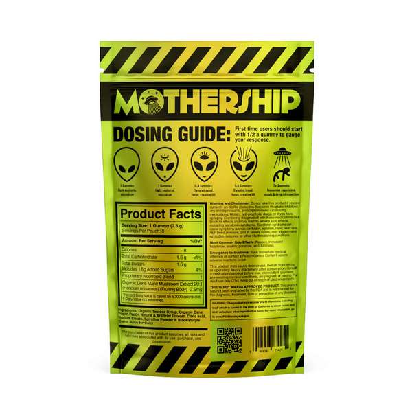 Mothership Mushroom Gummies - 8 Counts -Tropical Fruit back