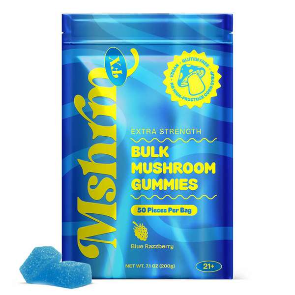 ushroomFX Bulk Mushroom Gummies - 50 Count - Blue Raspberry
