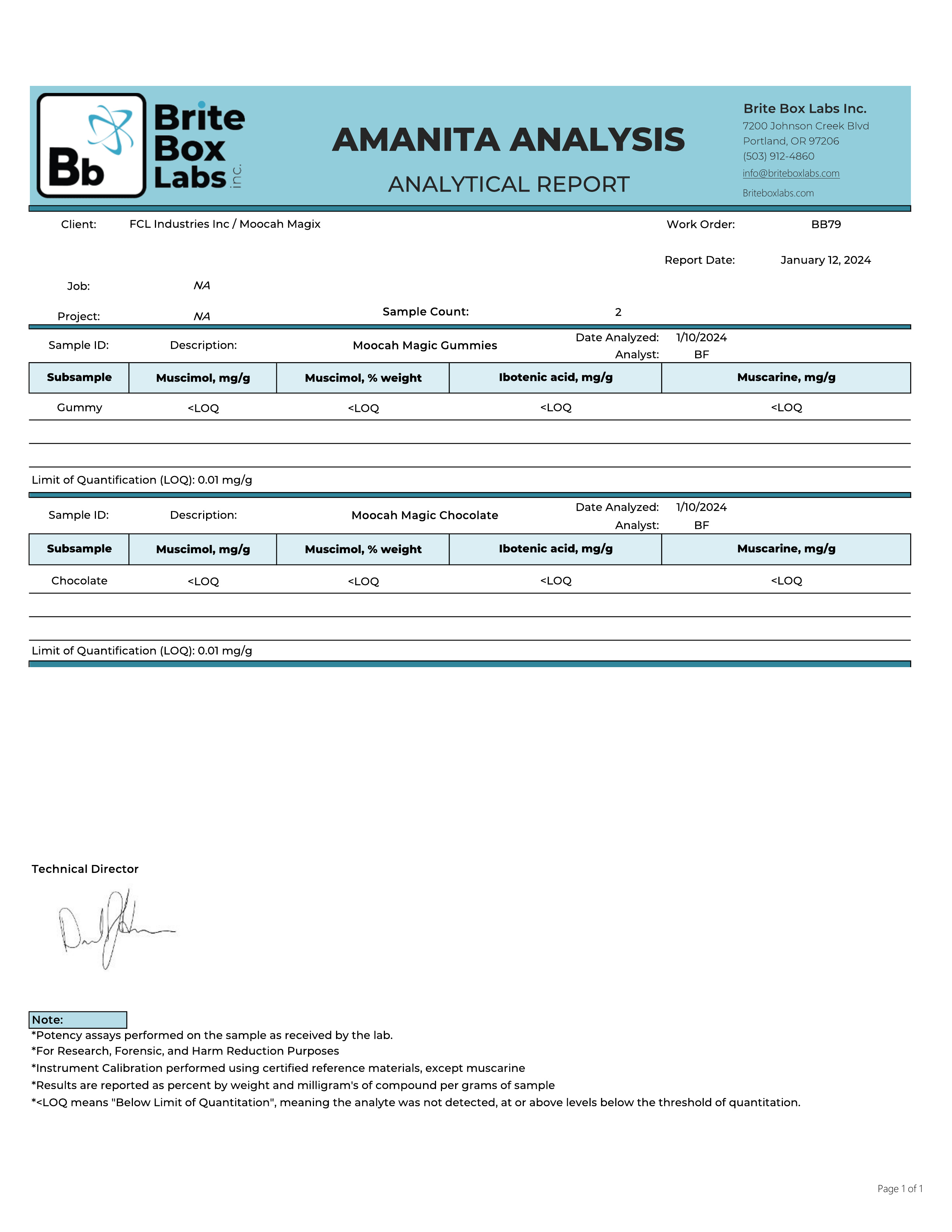 Moocah Mushroom Gummies - Lab test report3